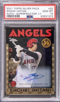 2021 Topps Silver Pack Autograph Superfractor #86BC-22 Shohei Ohtani Signed Card (#1/1) - PSA GEM MT 10